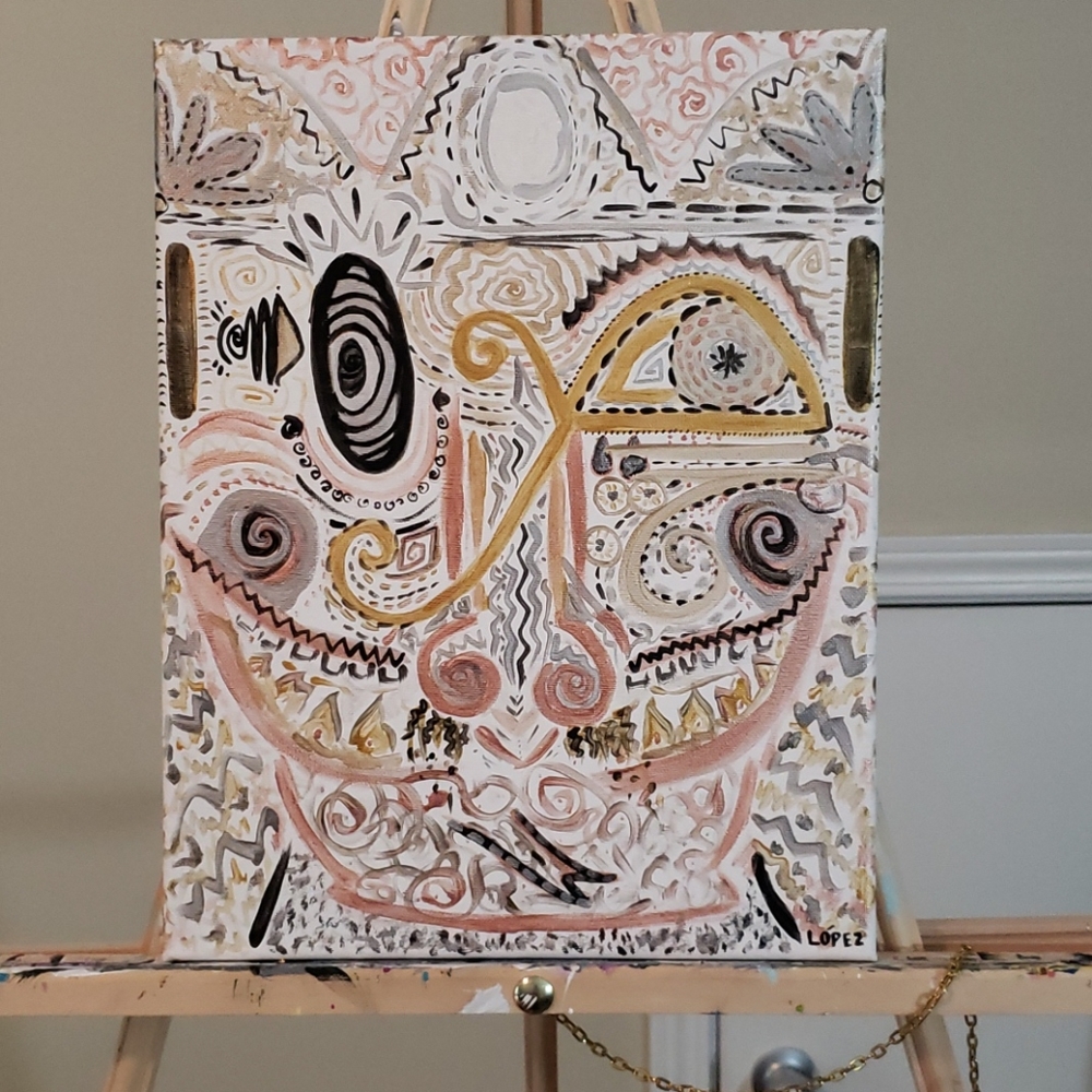 Sick AF original art tribal modern gold silver art
